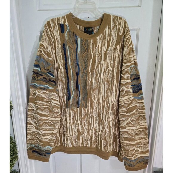 Coogi Australia Mens Brown Chunky Knit Sweater Pullover Long Sleeve Size XL - Picture 3 of 9